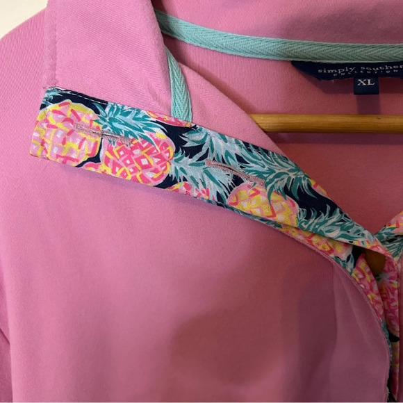 Simply Southern Button Pullover Pink Pineapple Size XL - Picture 3 of 7